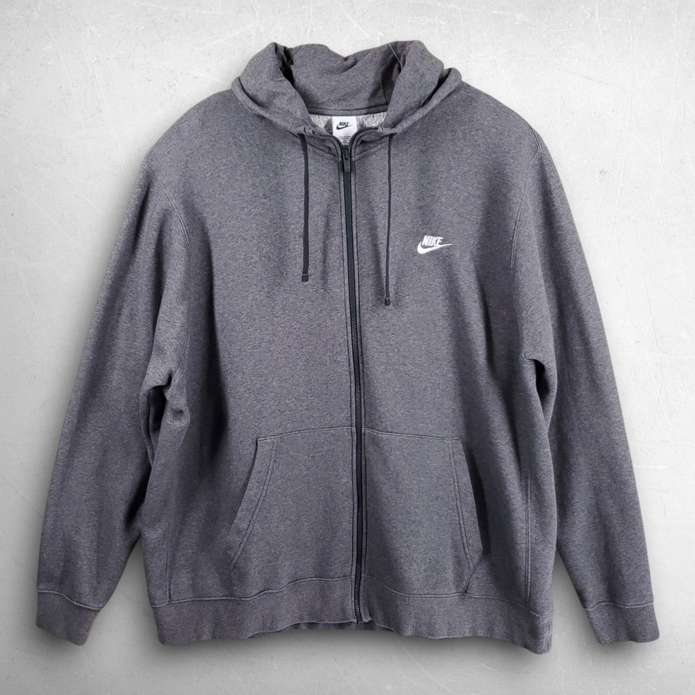 Nike Club Fleece Full Zip Hoodie Men 3XLT Gray Streetwear Gorpcore Athleisure